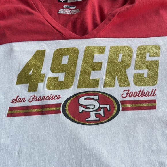 NFL Team Apparel San Francisco 49er Shirt Womens XXL 2X Glitter Logo Lightweight - Picture 3 of 10